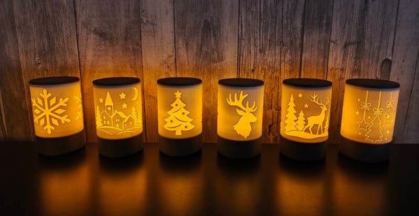 3D-Druck LED-Windlicht „Winterzauber“ – Lithophil-Laterne mit Relief-Motiv