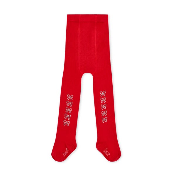 Little A - Bow diamanté thights red