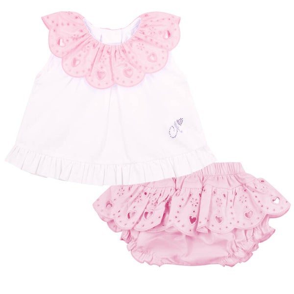 Little A - Perfectly Pink Jam pant set borderie