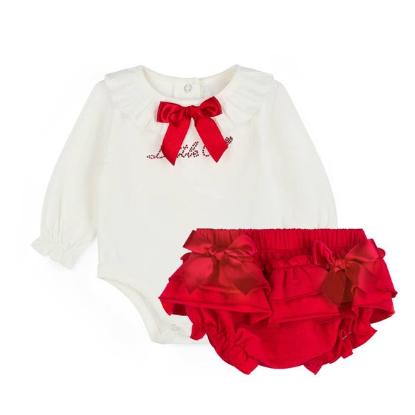 Little A - Little Locket frilly jam pant set red