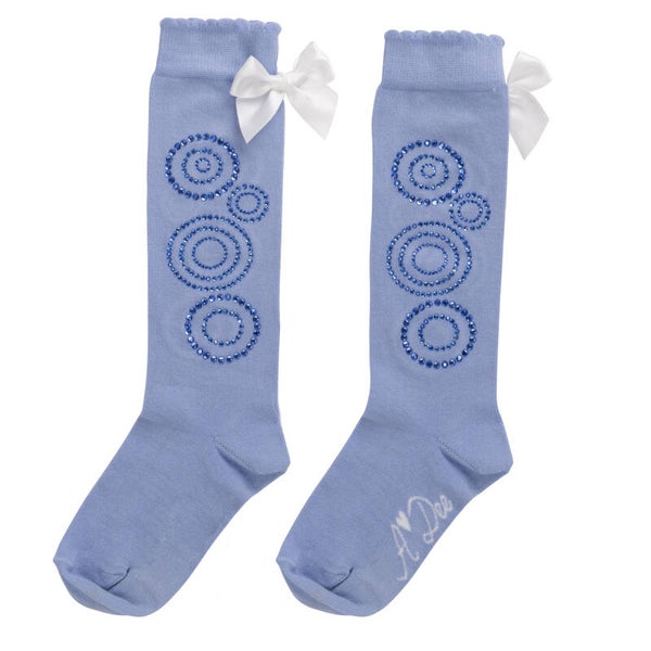 A'Dee - diamante knee high sock iced blue