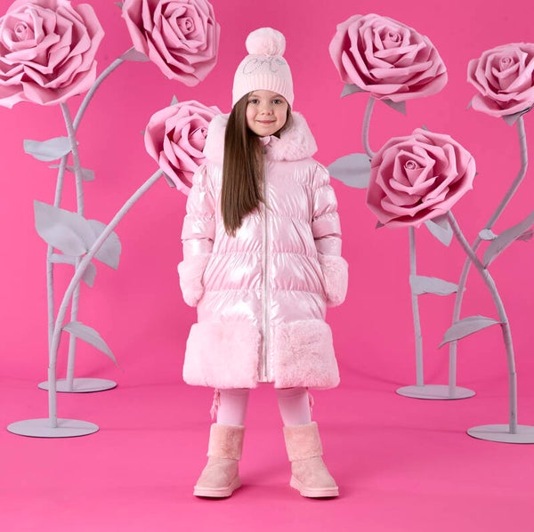 A'Dee - Winter Bloom long pink jacket