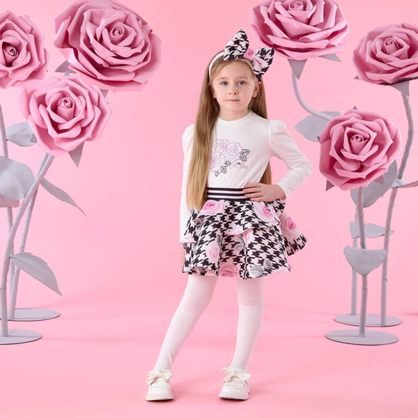 A'Dee - Winter Bloom black print skirt set
