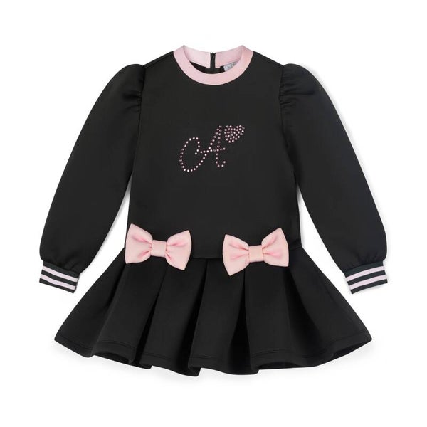 A'Dee - Winter Bloom black bow dress