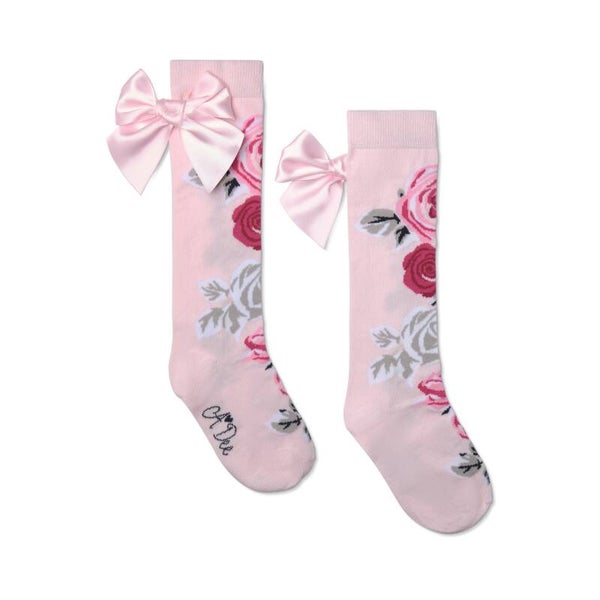 A'Dee - Winter Bloom rose print high knee sock