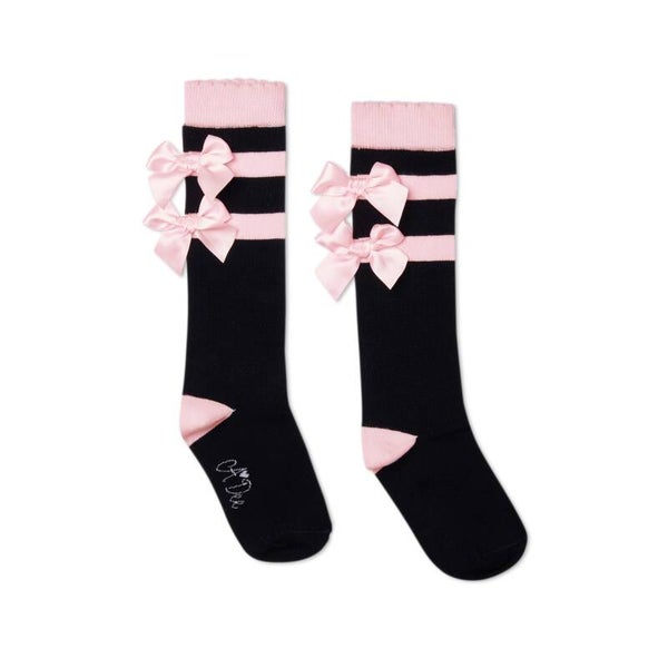 A'Dee - Winter Bloom black high knee sock