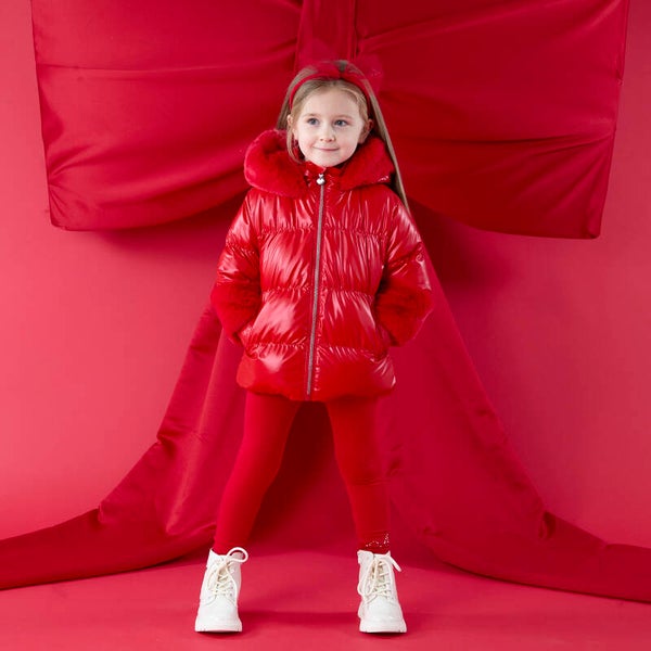 A'Dee - Red Short Fur Jacket