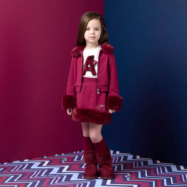 A'Dee - Deep Cherry fur trim 3 deluge set