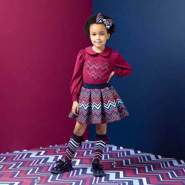 A'Dee - Chevron Charm skirt set deep cherry