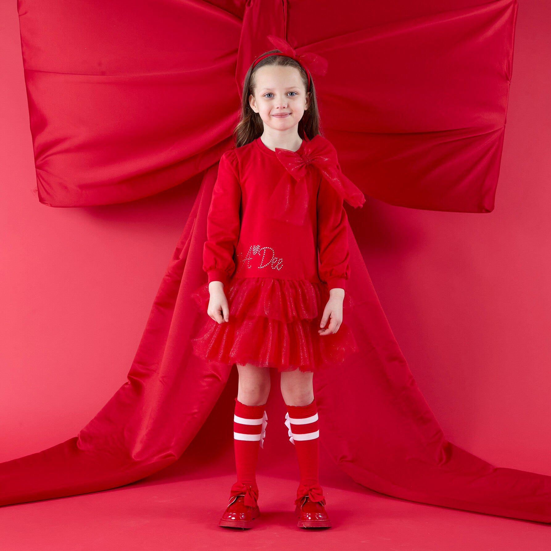 A'Dee - Red tulle bow dress