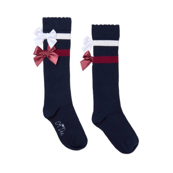 A'Dee - Chevron Charm high knee sock bows