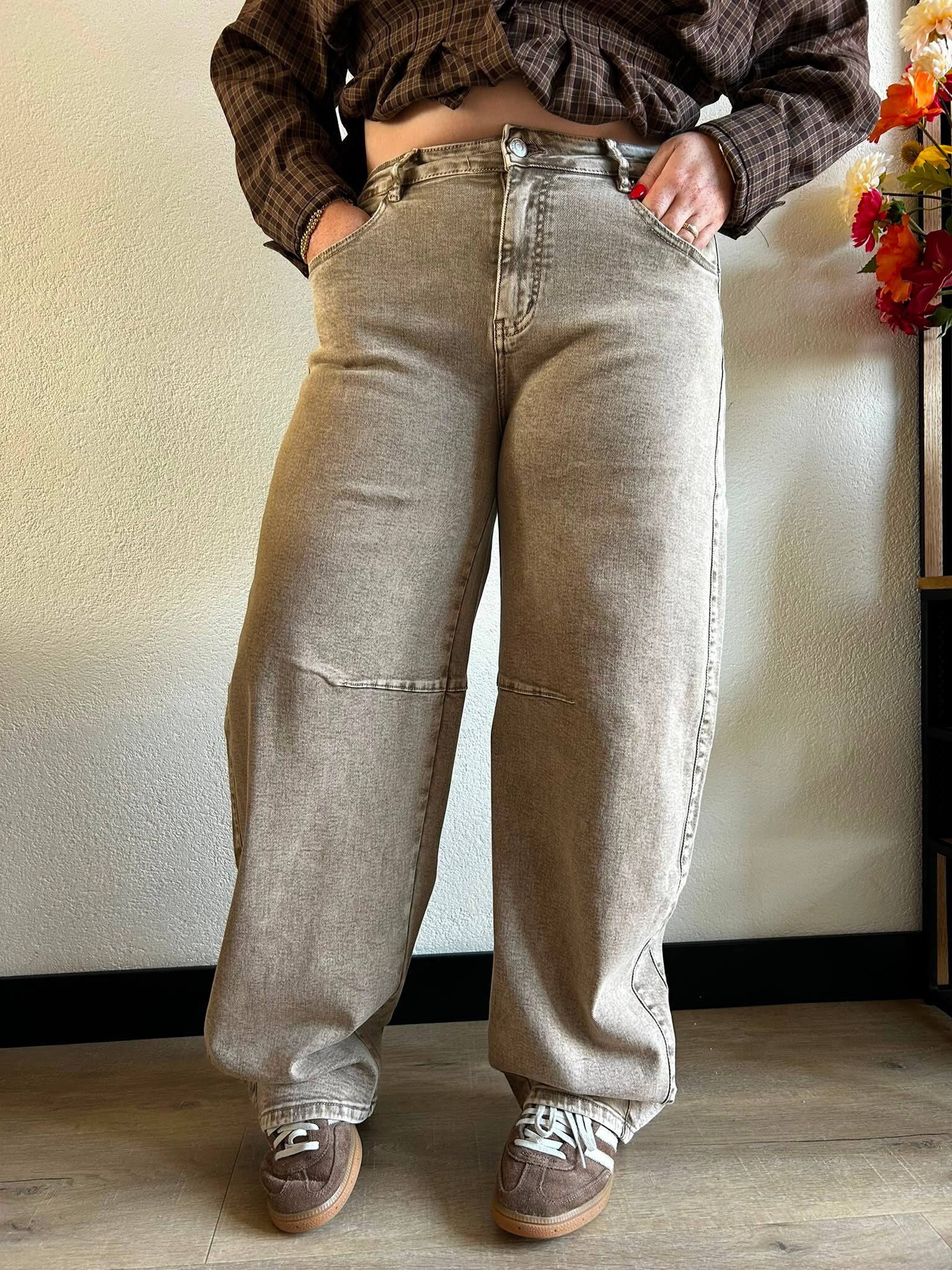 Laulia balloon jeans - Stone wassing brown