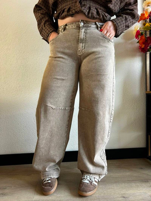 Laulia balloon jeans - Stone wassing brown