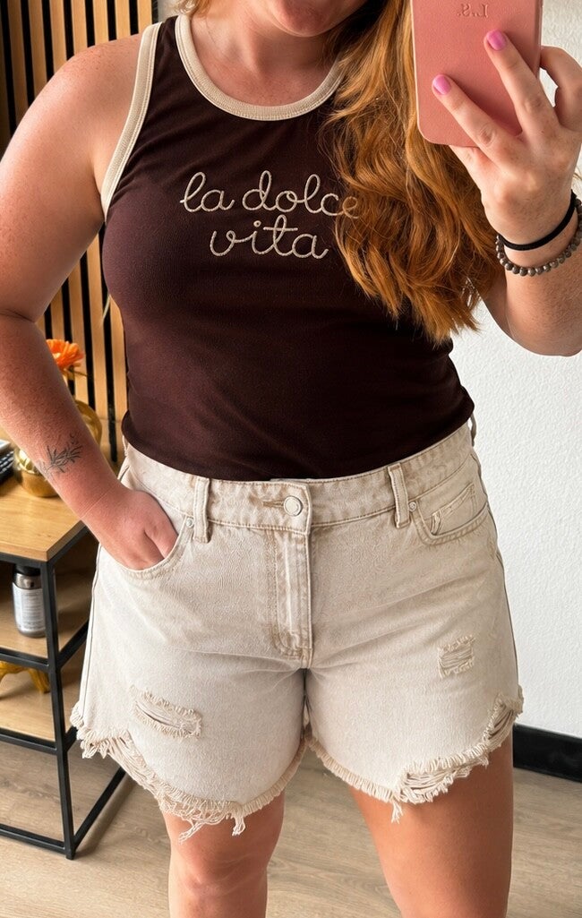 Top la dolce vita brown