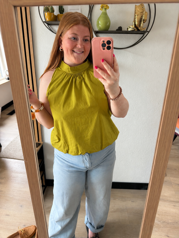 Halter top katoen - Groen