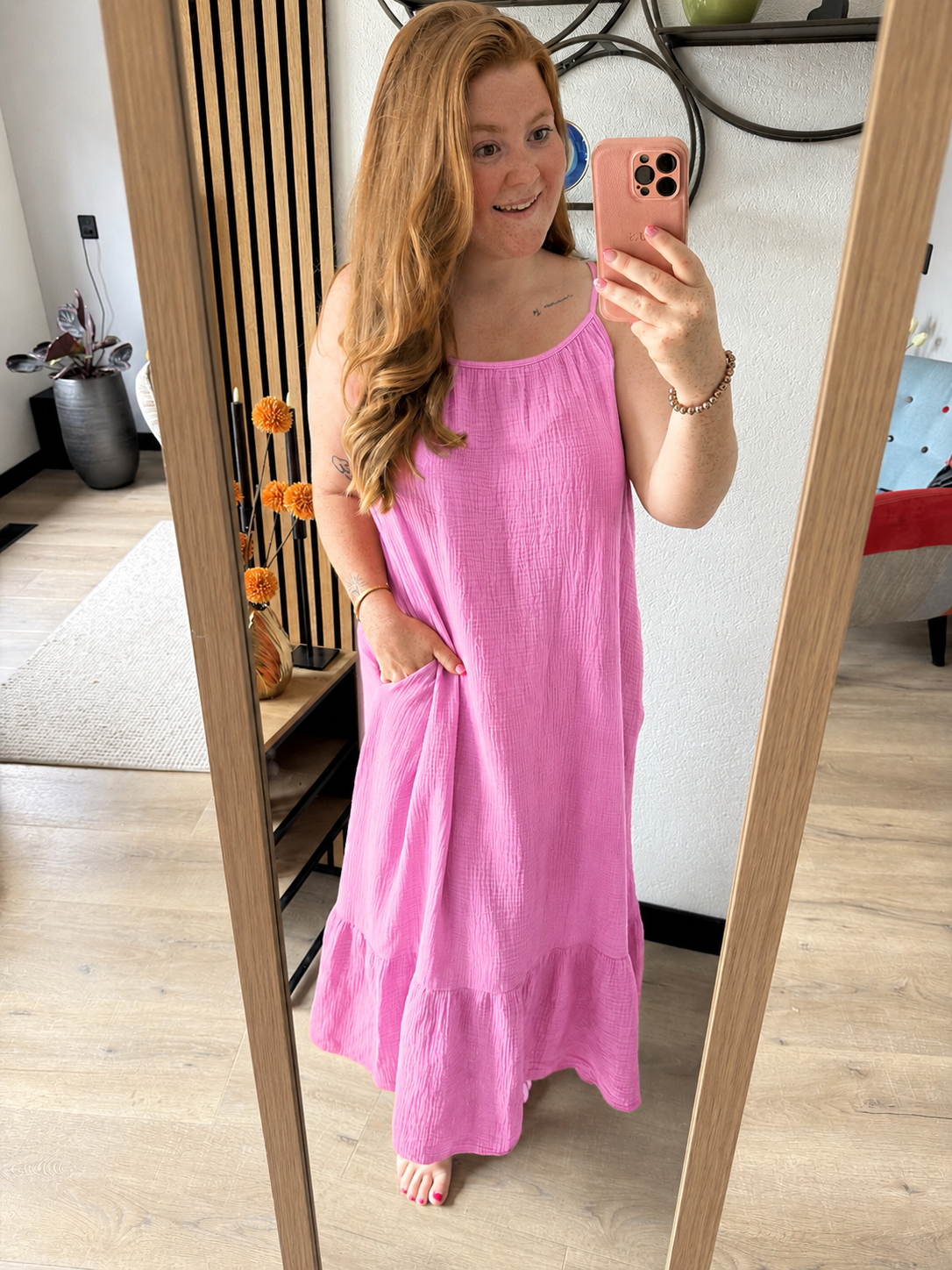 Mousseline jurk - roze
