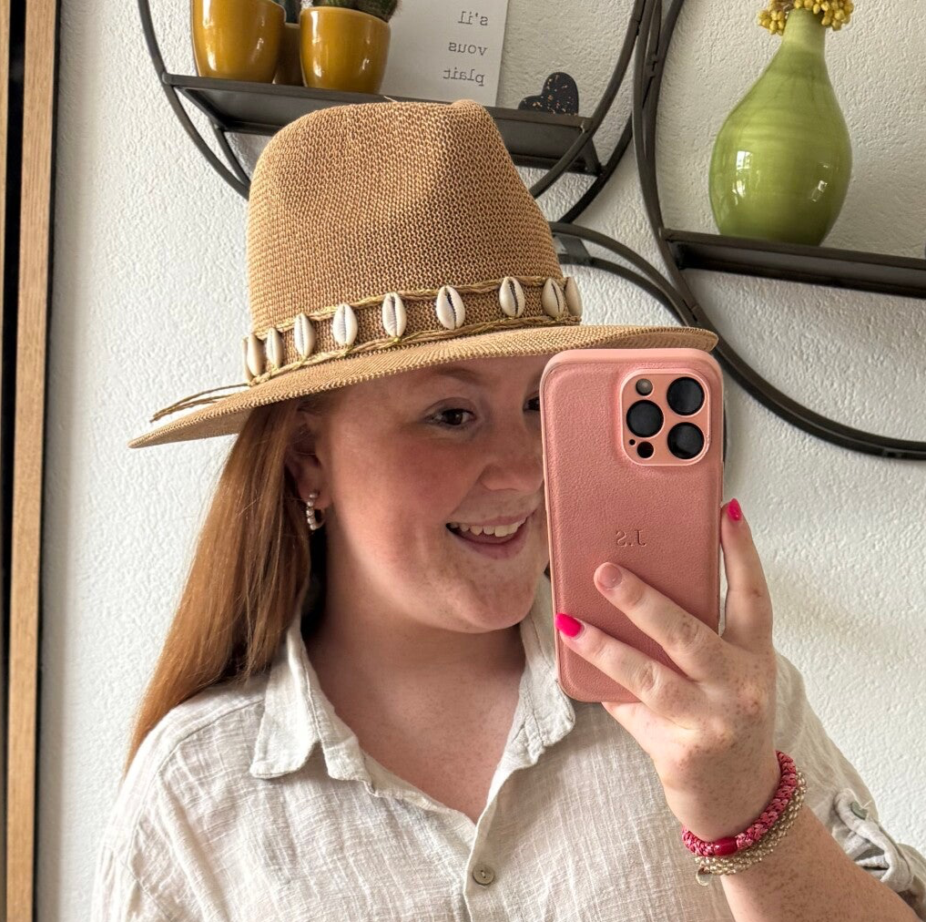 Limited edition hoed met schelpen - Beige