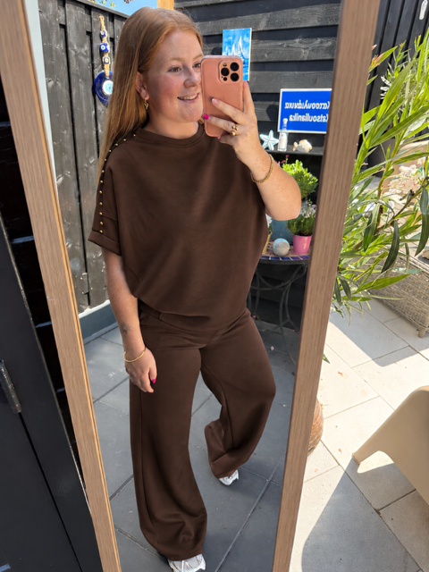 2 piece set studs - Chocoladebruin