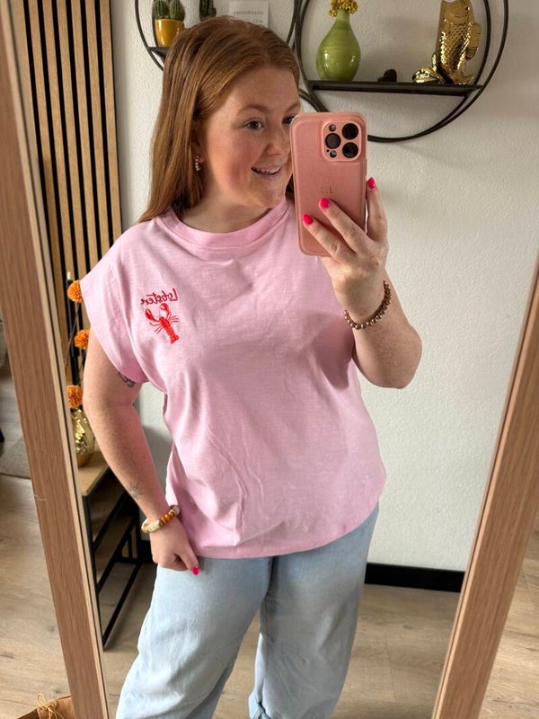 Lobster t-shirt - Licht roze