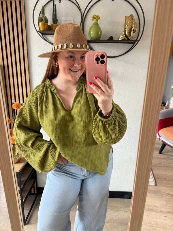 Mousseline blouse - Groen