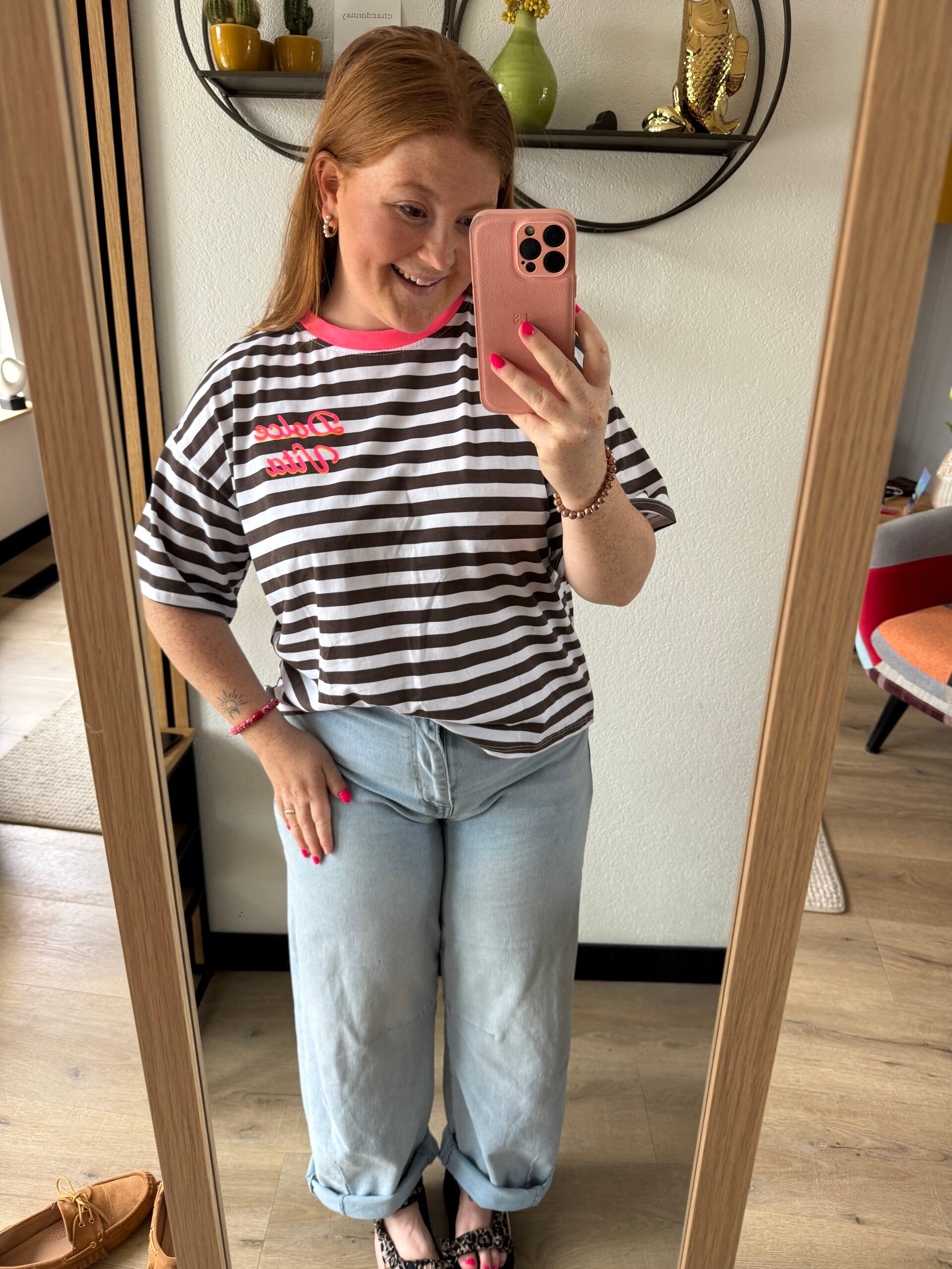 La dolce vita t-shirt - Bruin wit
