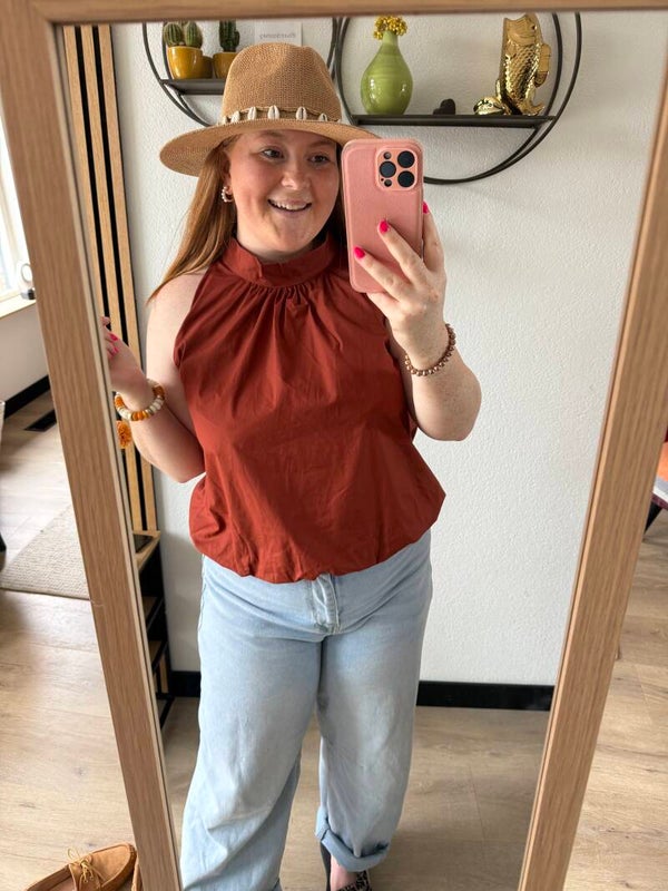 Halter balloon top - Roest