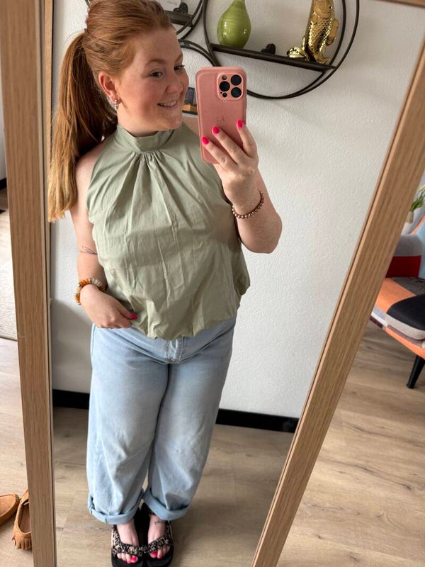 Halter balloon top - Licht groen
