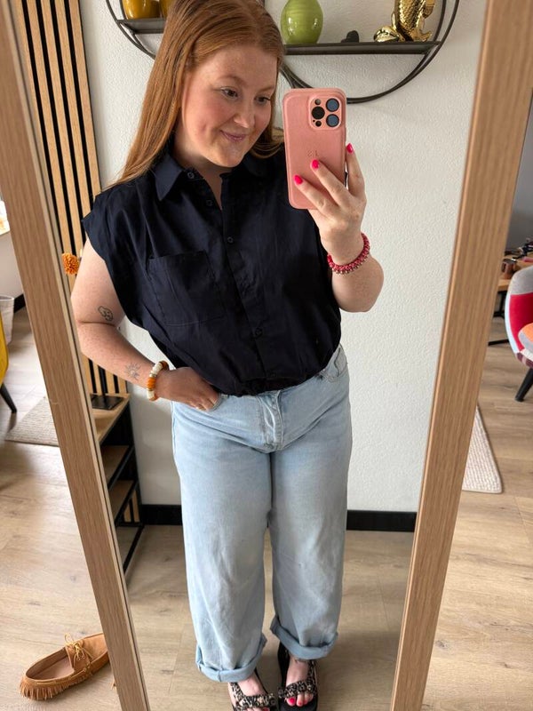 bubble blouse - Navy