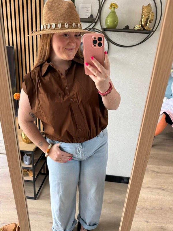 bubble blouse - Brown