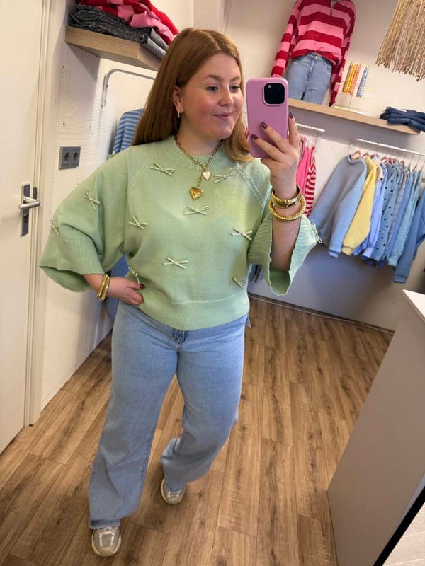 Trui strikjes - Matcha green