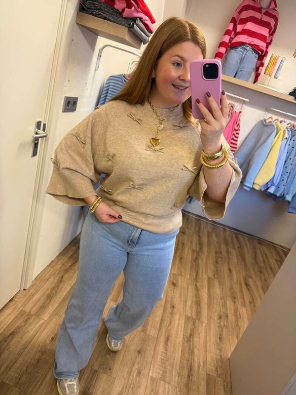 Trui strikjes - Beige