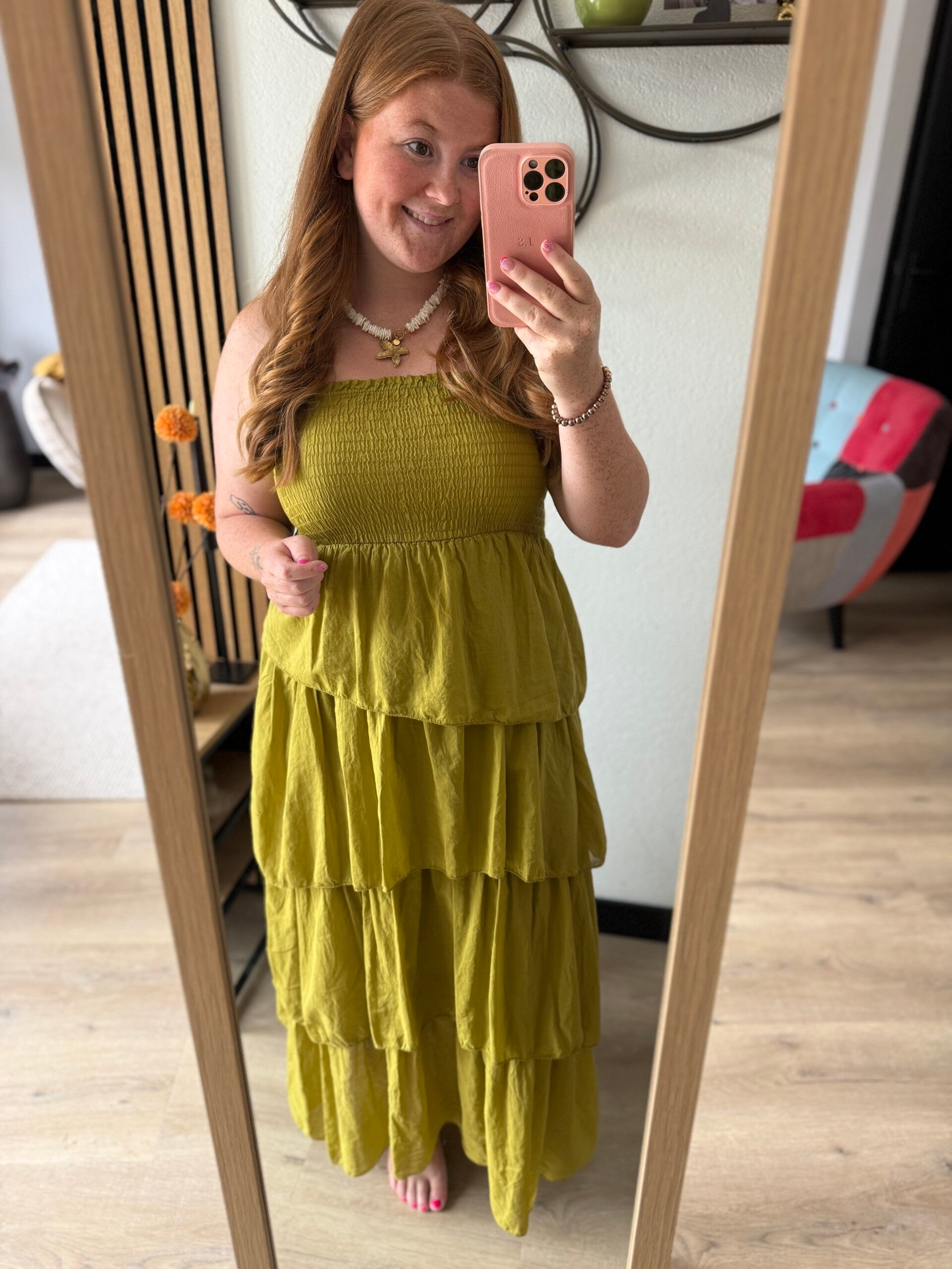 Ruffle dress - Groen