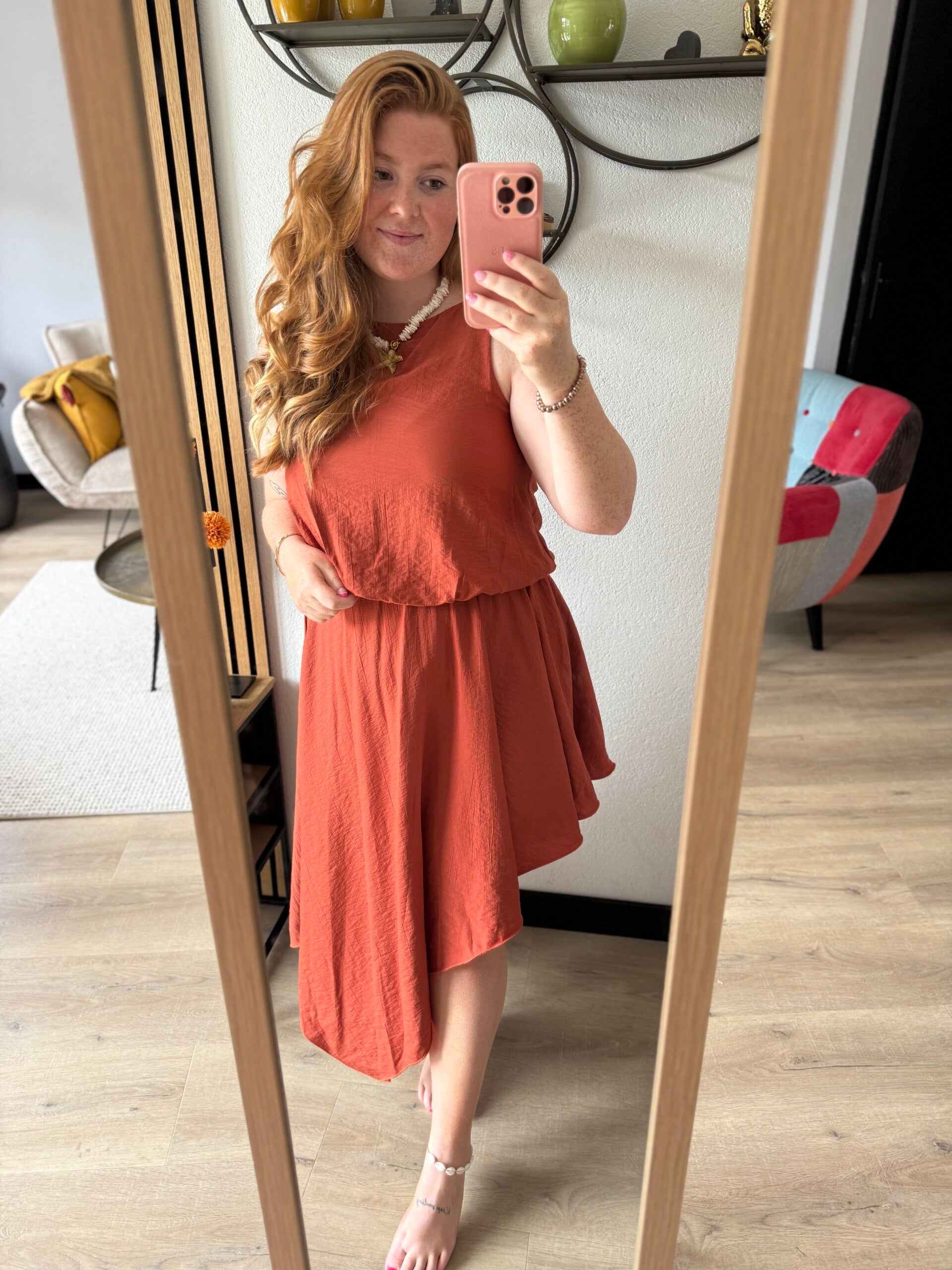 asymmetrisch jurk - Roest