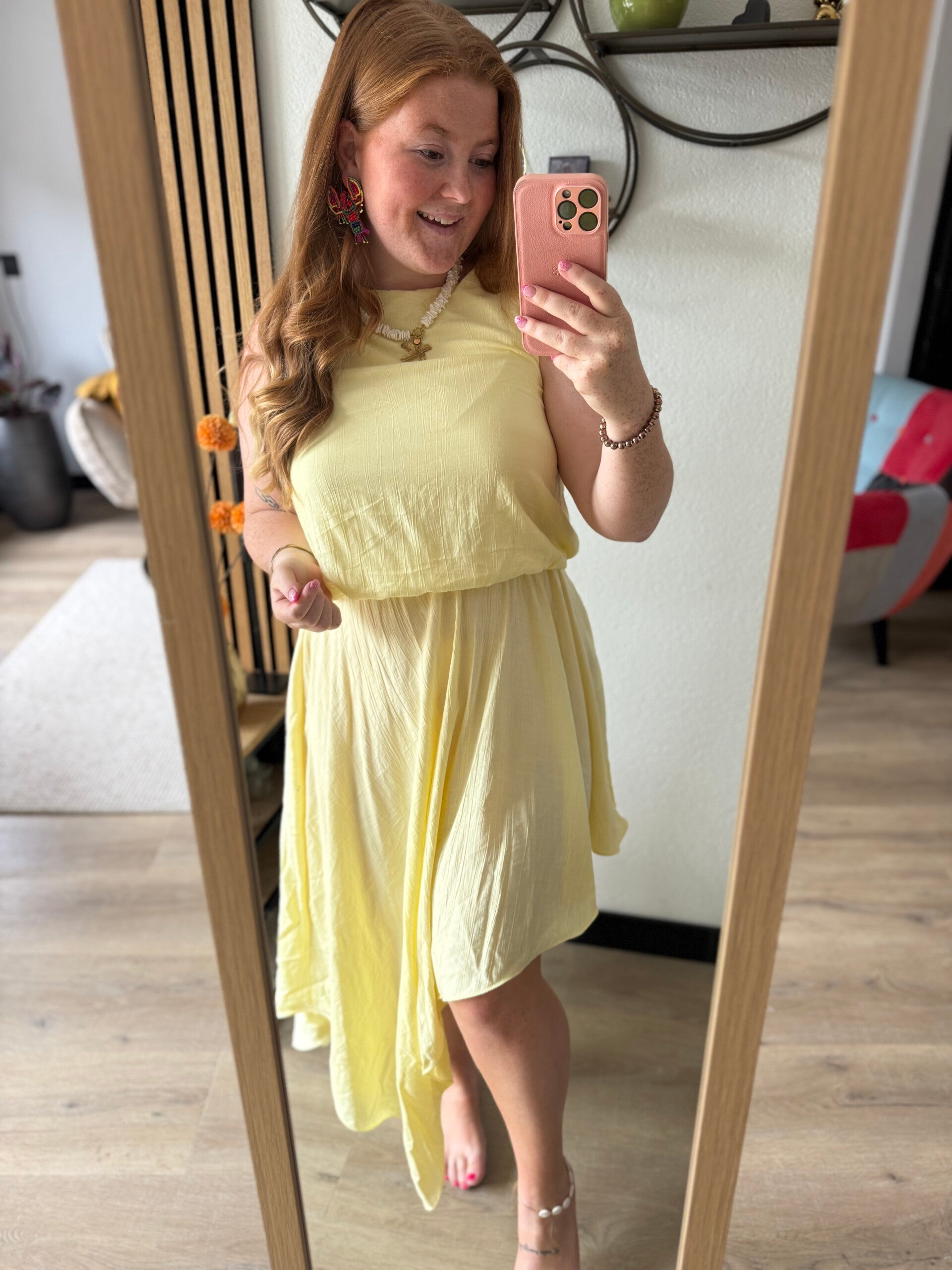asymmetrisch jurk - Geel