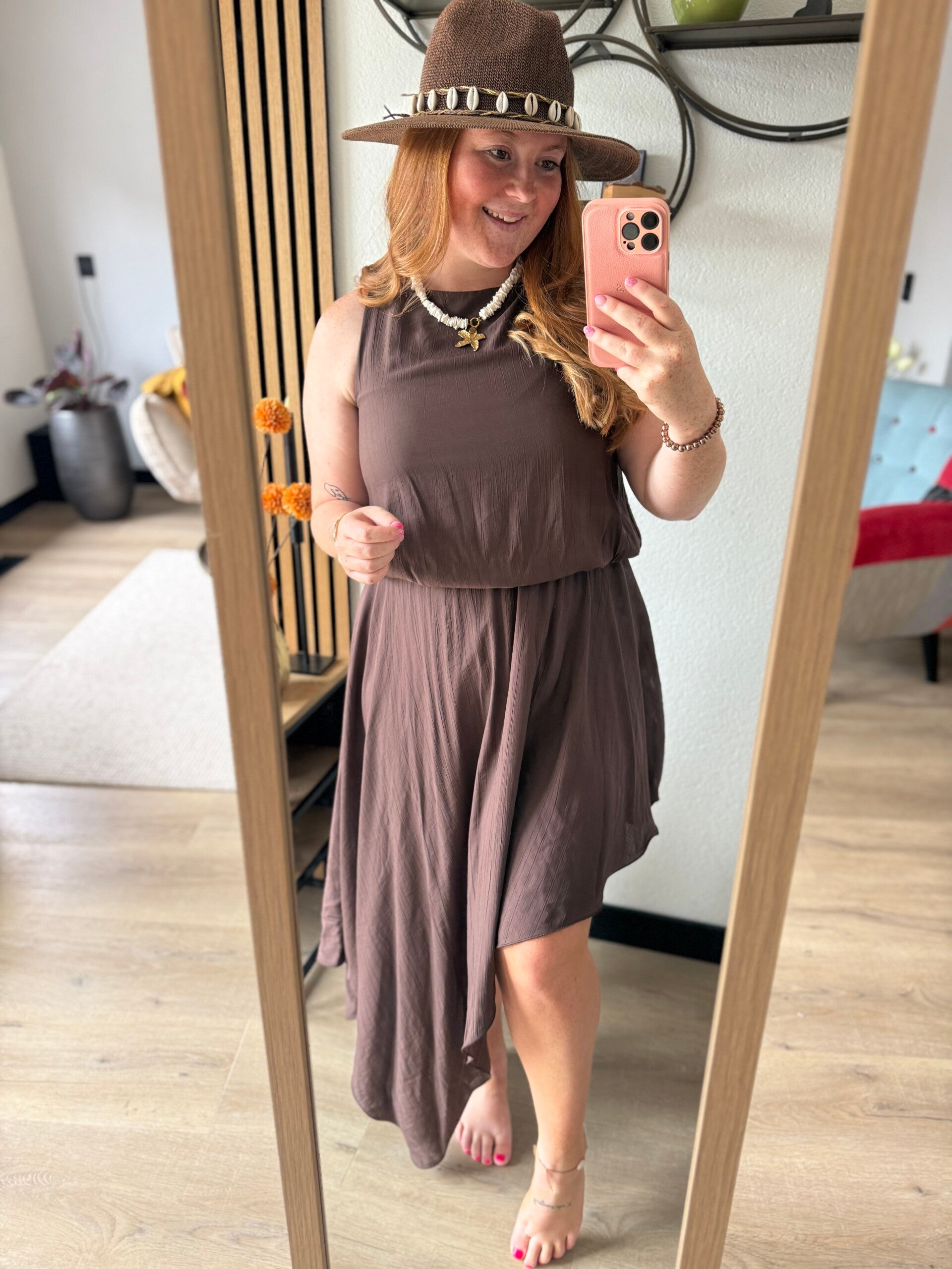 asymmetrisch jurk - Bruin