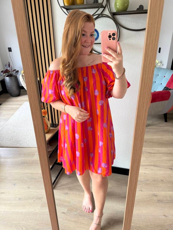 Schelp jurk - Oranje Roze