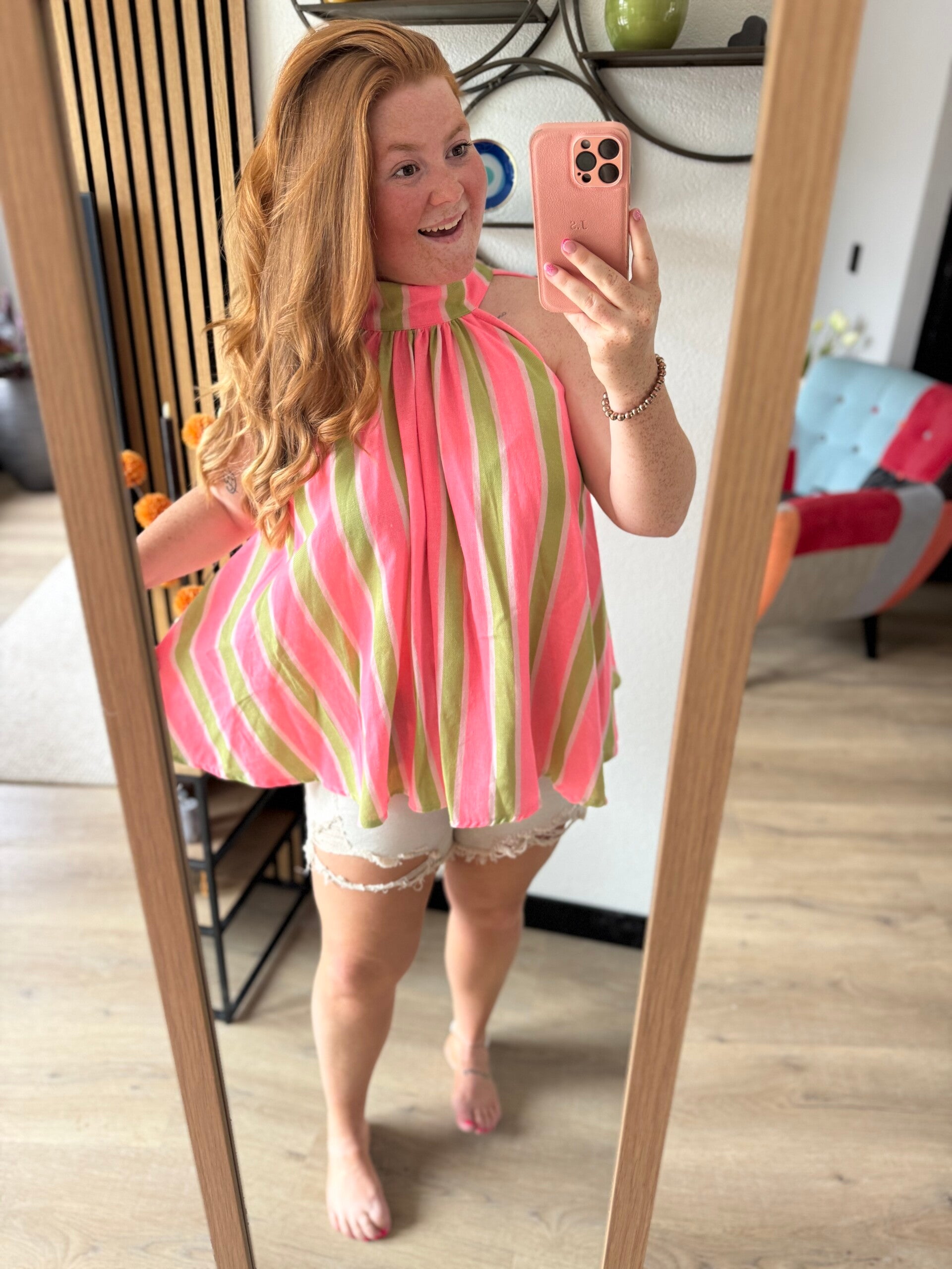 Summer top striped - Groen