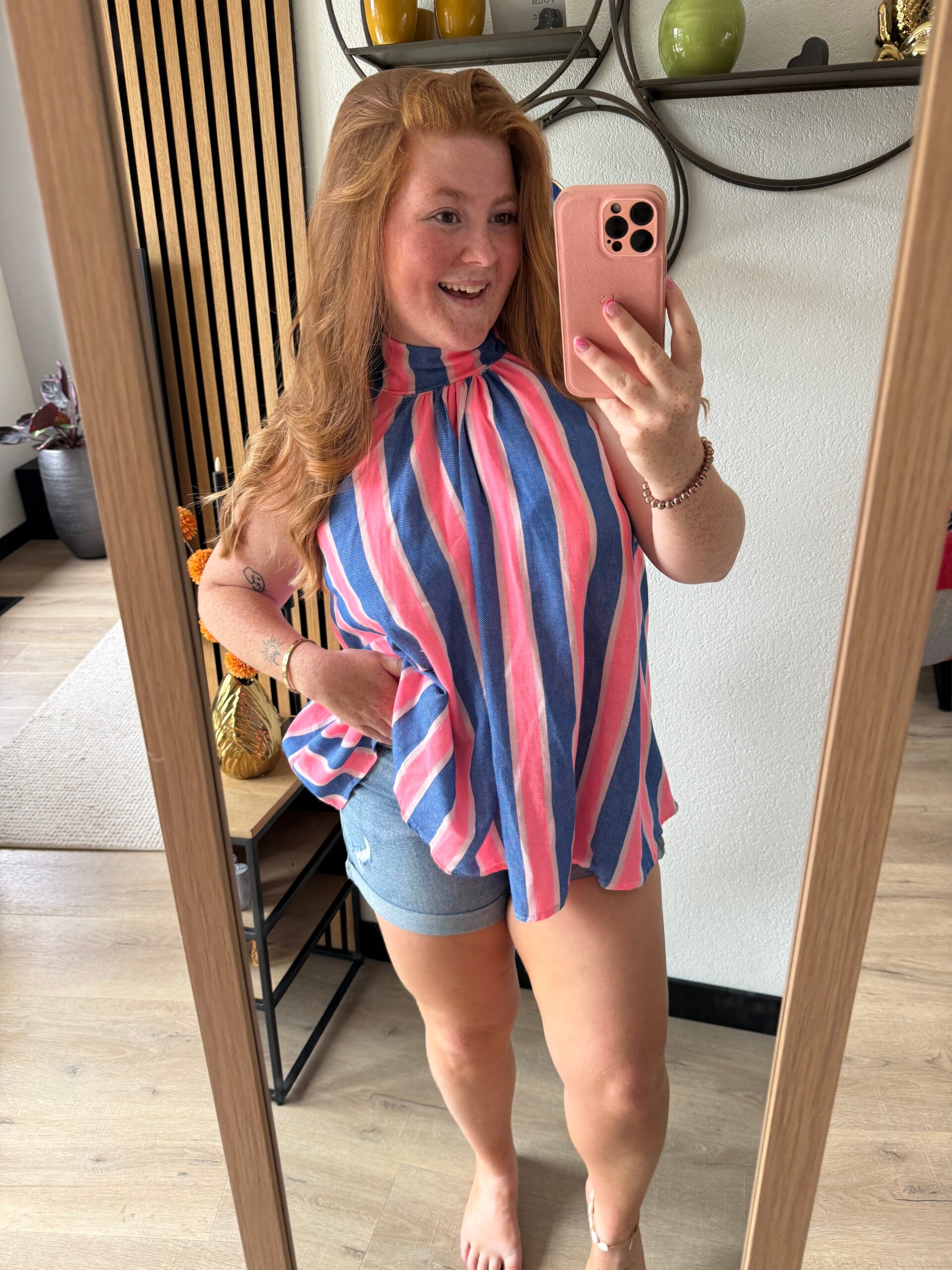 Summer top striped - Blauw