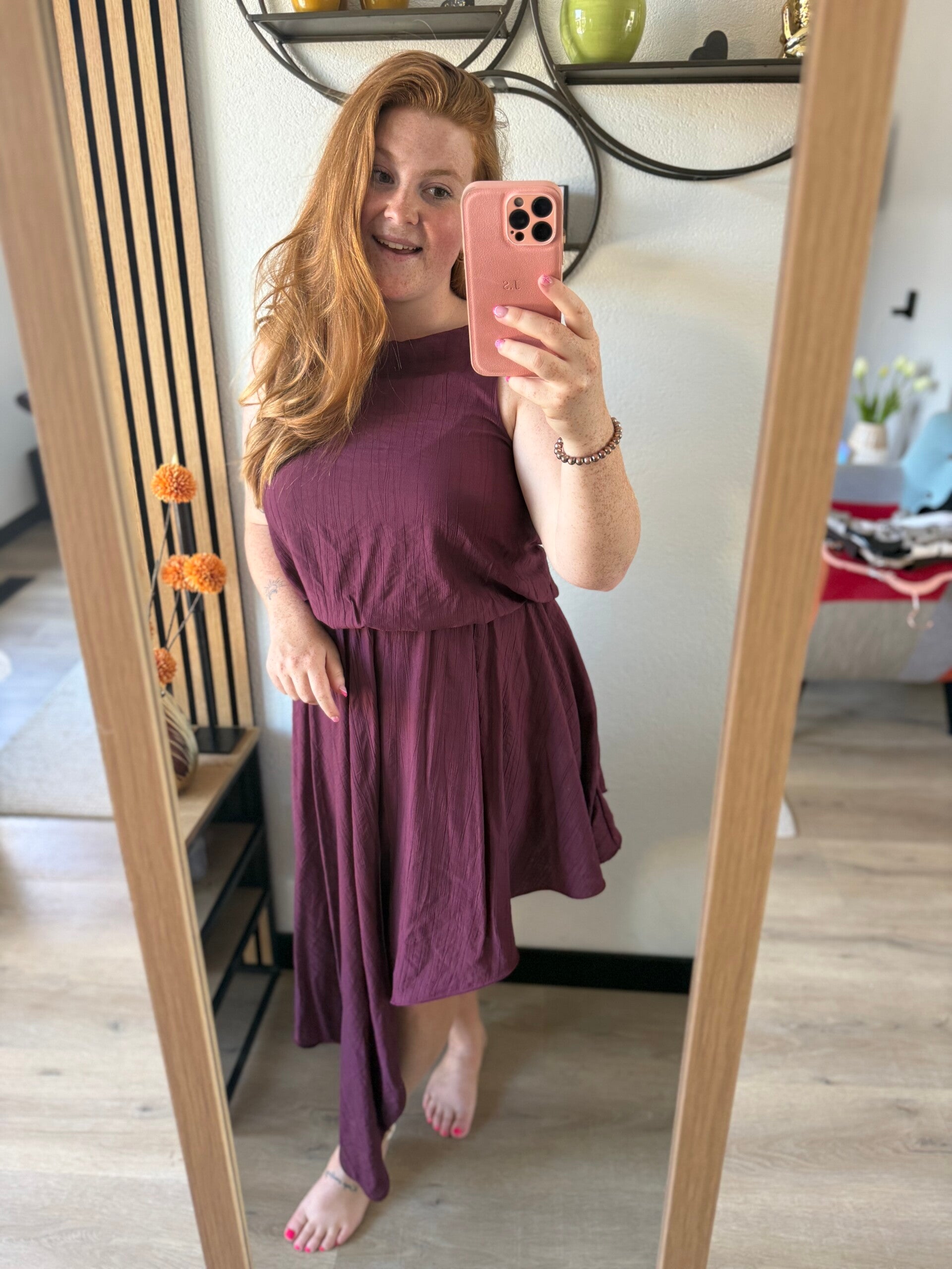 asymmetrisch jurk - Aubergine