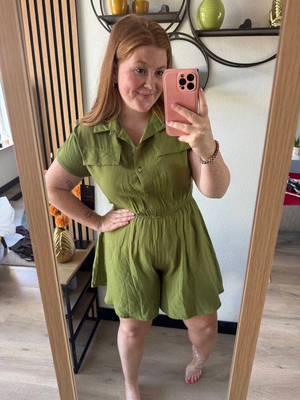 Playsuitje rosa - Olijfgroen