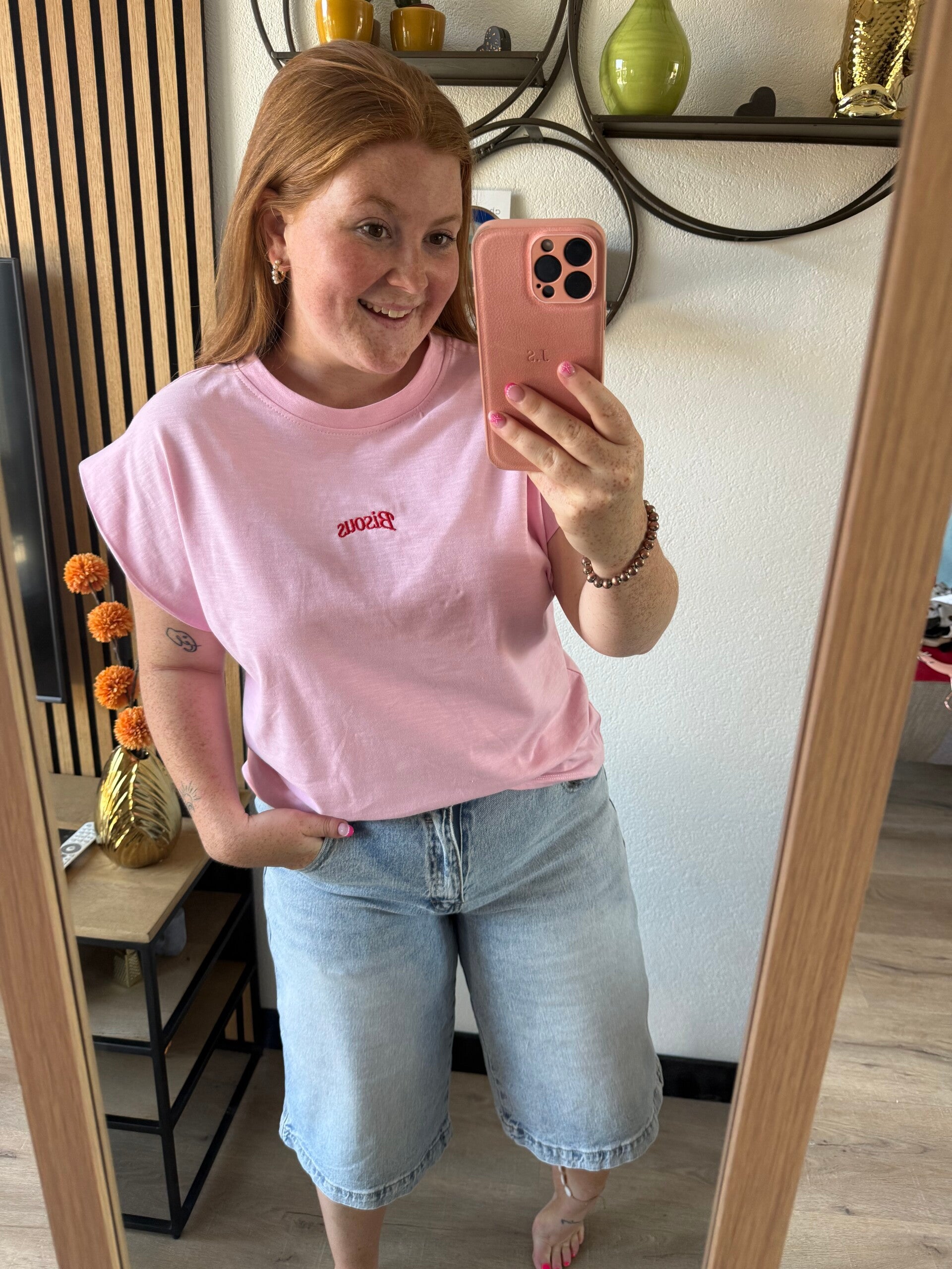 Bisous t-shirt - Licht roze