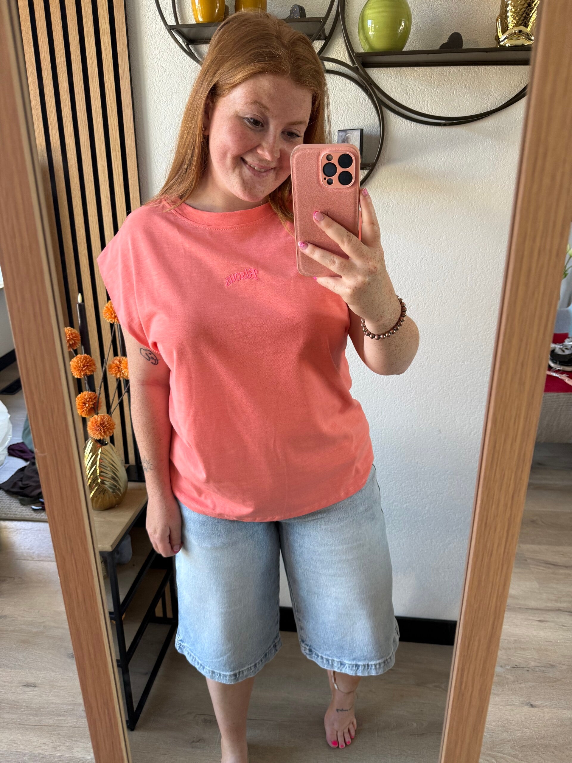 Bisous t-shirt - Koraal