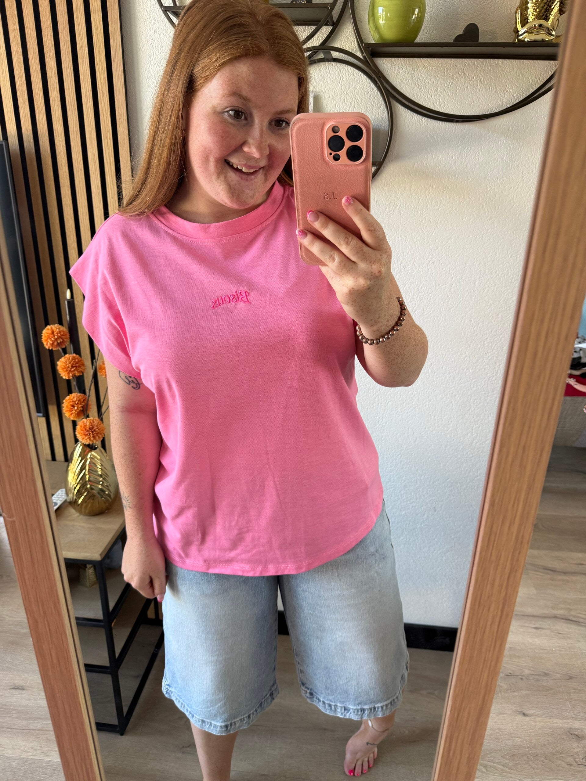 Bisous t-shirt - Donker roze