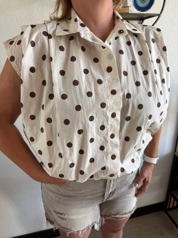 bubble blouse - Polka dot bruin