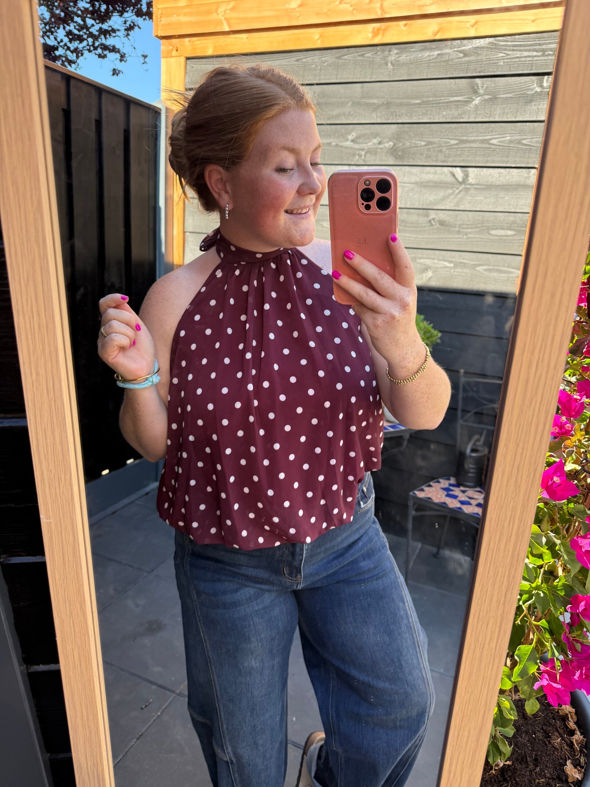 Halter top polka dot - Bordeaux