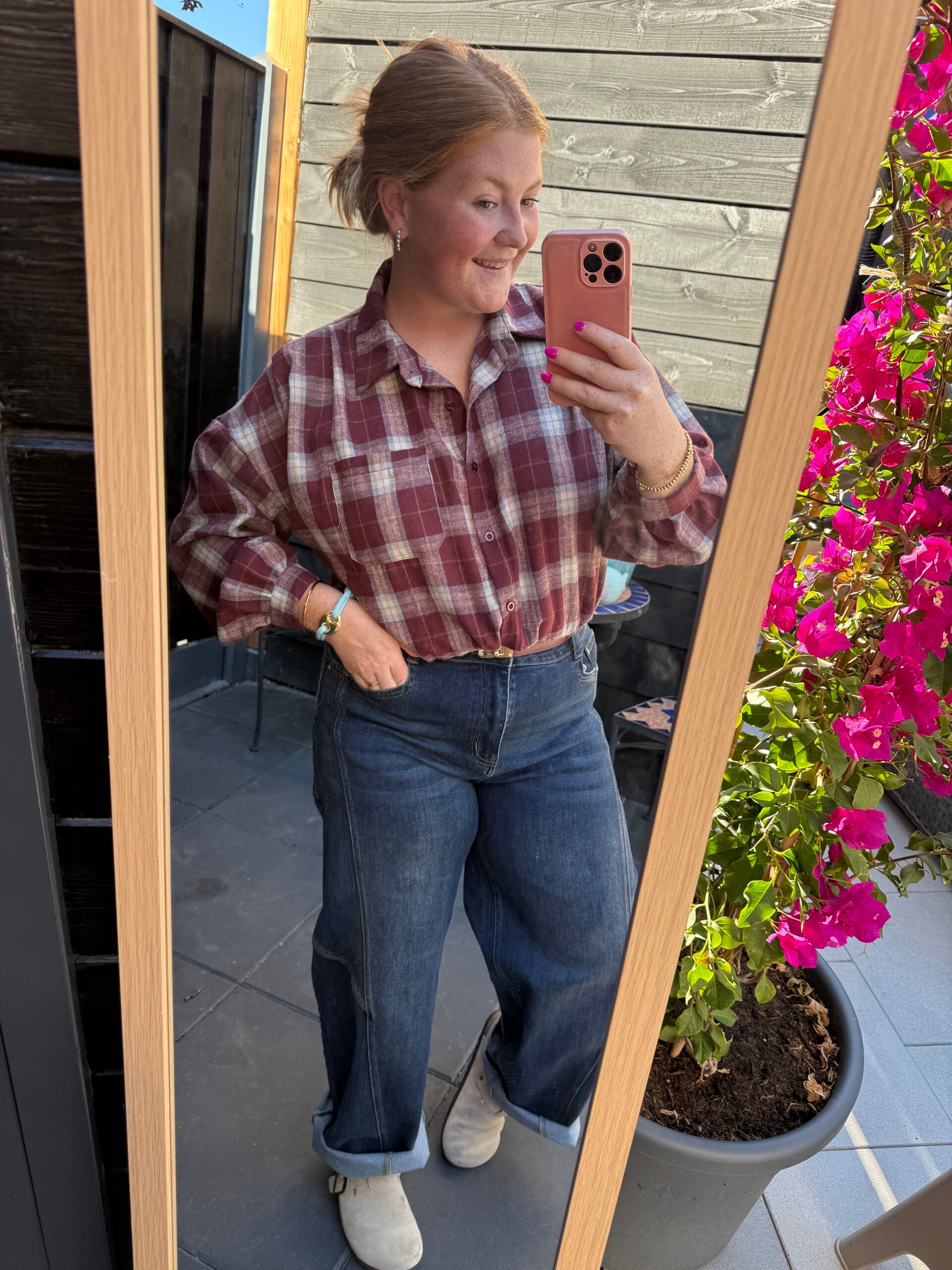 Ruit balloon blouse - Bordeaux