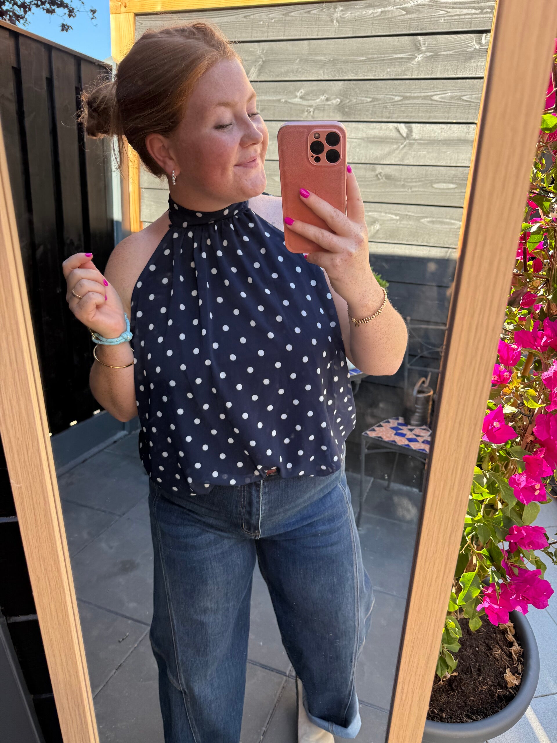 Halter top polka dot - Navy