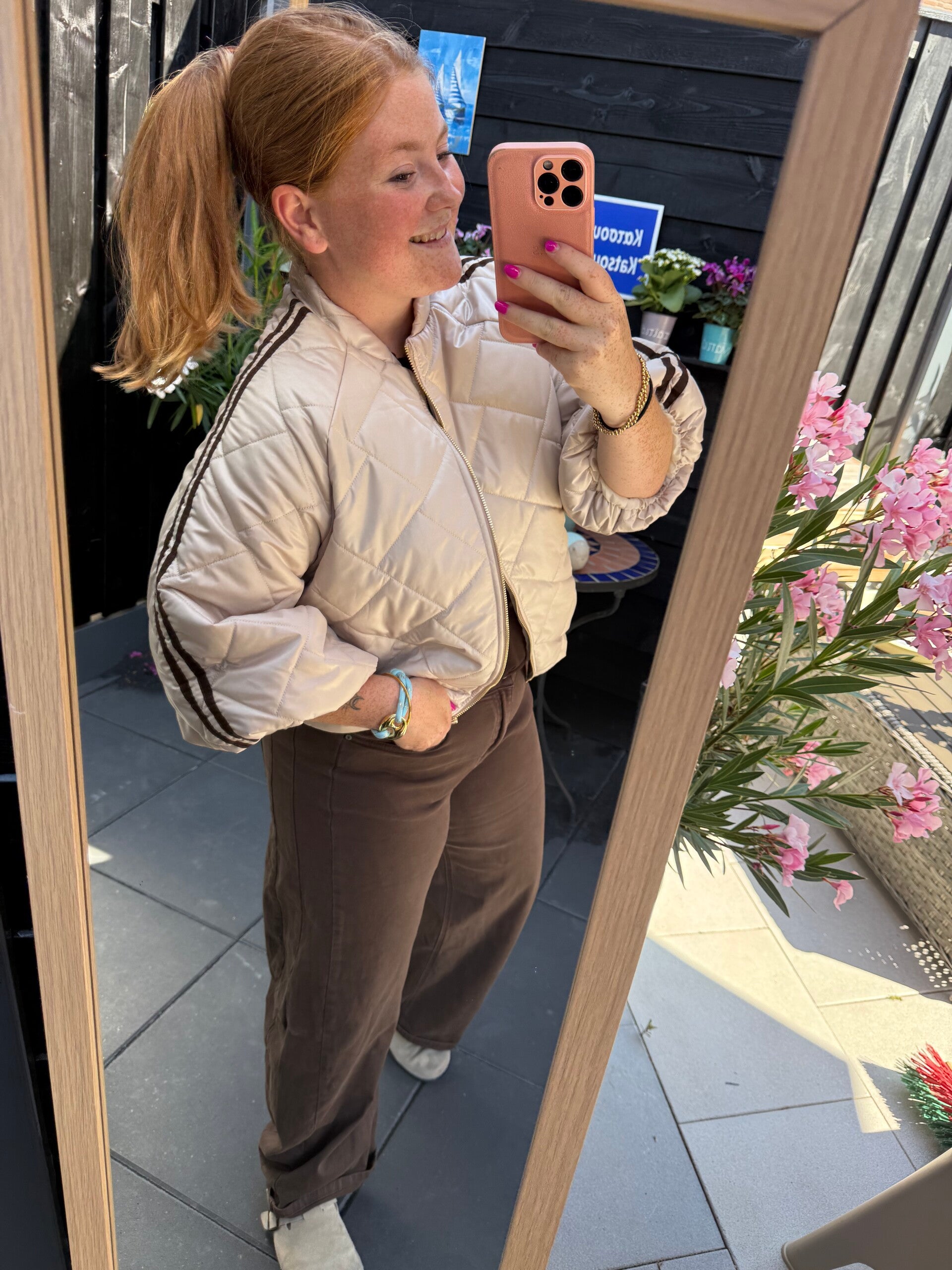 The striped Bomber - Beige