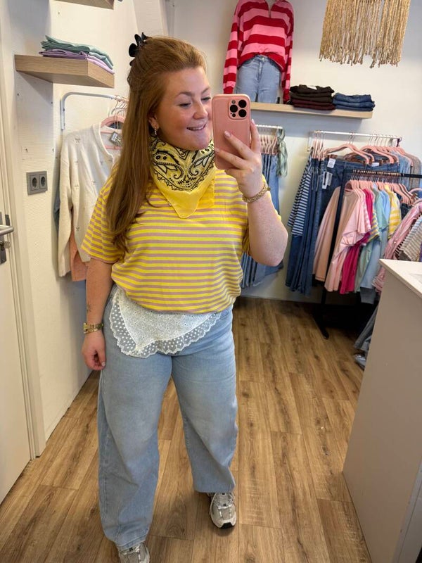 Striped t-shirt - Geel