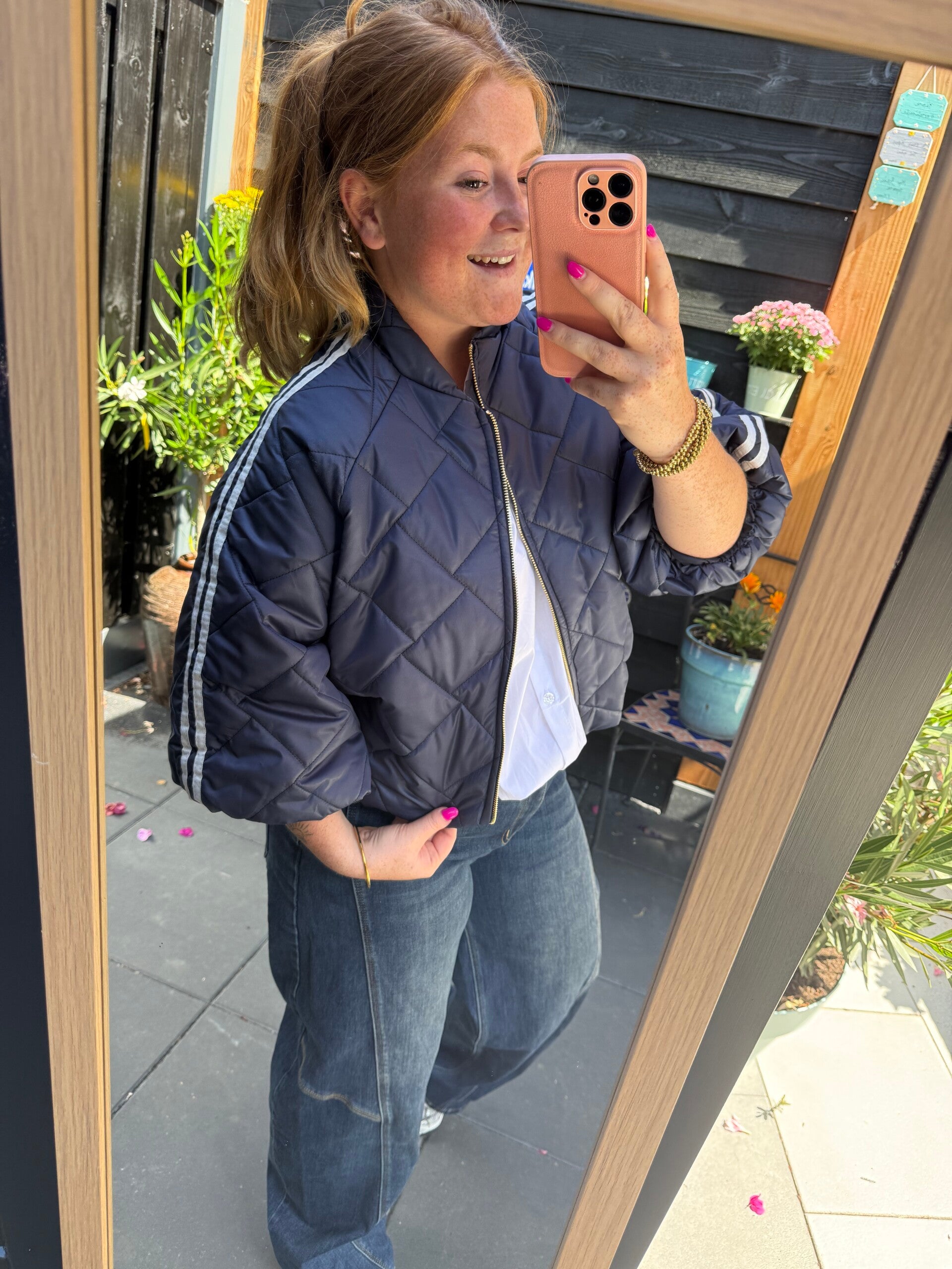 The striped Bomber - Navy